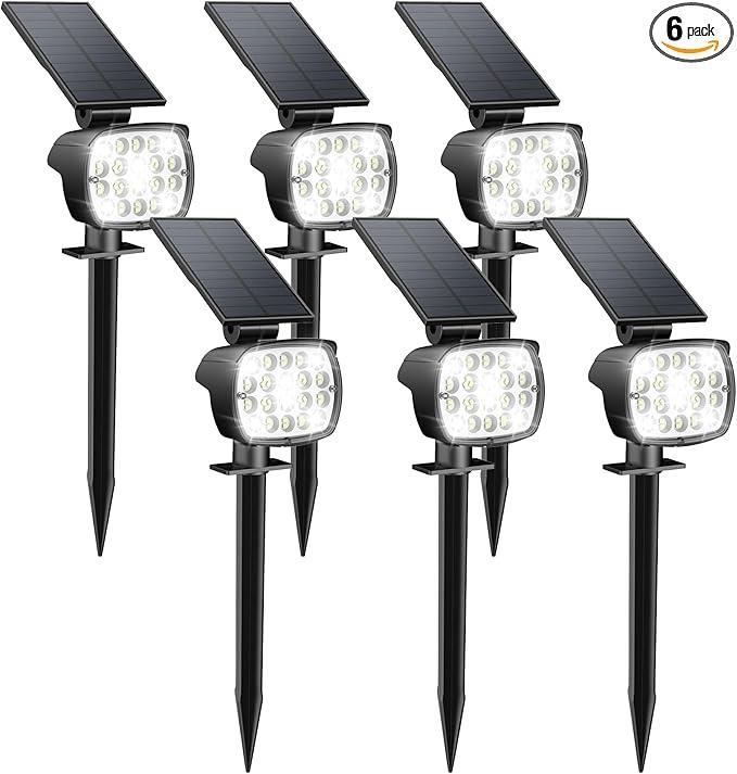 Kaxiida Solar Lights Outdoor Waterproof  2025 Upgrade 3 Level Ultra Bright Spot Lights Uplights, LED Landscape Spotlight for Tree, Pathway, Wall, Adjustable Solar Panel Auto On/Off