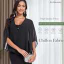 Shawls and Wraps for Evening Dresses Chiffon Soft Shawl for Wedding Guest Party Cover Up (Black)
