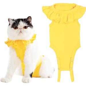 Cat Recovery Suit for Abdominal Wounds and Skin Diseases,Breathable Surgical Recovery Shirt After Surgery Wear Anti Licking Wounds,E-Collar Alternative for Female Cats Kitten(RSC01-orange-s)
