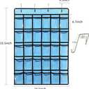 KEEPJOY Classroom Pocket Chart for Cellphone Calculator Holder, 30 Clear Pocket Charts for Classroom 33.5 x 24.5 inch Hanging cell phone Organizer Storage (Blue-30 pockets)