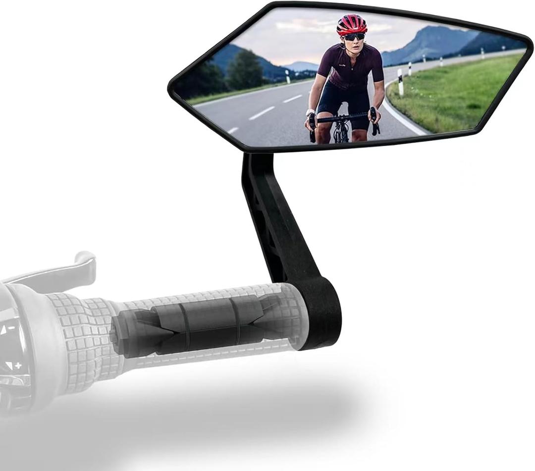 Bike Mirror,HD Glass Bicycle Mirrors for Handlebar Mount, Adjustable Bar End Bike Rear View Mirror, Scratch Resistant Handlebar-Mirror for E-bike, Cycle Rearviewmirror Right (0.55-0.78")