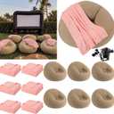 12 Pcs Bean Bag Chair Set Include 6 Inflatable Beanbag Chairs Blow up Sofa 6 Soft Fleece Sleepover Blankets with Electric Air Pump for Outdoor Movie Night Camping Reading Living Room