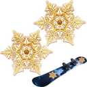 Soulchen 2 Pcs Snowflake Snowboard Stomp Pads 3D Anti Slip Stomp Pads for Snowboarding Cold-Resistant Adhesive Snowboard Practice Mat Enhanced Traction & Control, Provides Extra Grip for Men Women (Gold)