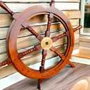 Brainmart Nautical Ship Wheel, Handcrafted Natural Wood Pirate's Boat Wheel for Home Décor, Natural Wood Pirate's Boat Wheel, Wall Hanging Wheel (Brown Natural, 18 Inch)