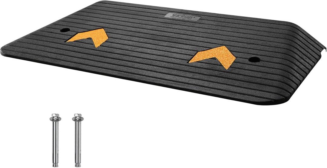 VEVOR 3" Rise Rubber Threshold Ramp for Doorway,Door Ramp with Non-Slip Textured Surface,33069lbs Load Capacity, Rubber Curb Ramp for Wheelchair and Scooter (Black)
