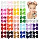 50PCS 3Inch Hair Bows for Girls Grosgrain Ribbon Toddler Hair Accessories with Alligator Clips for Toddlers Baby Girls Kids Teens in Pairs