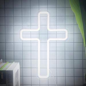 Cross Neon Sign, LED Cross Neon Lights for Window Decor, Hanging Jesus Neon Light up Signs for Wall, Christening Day Church Festivals Party Home Weddings Party Meditation Easter Christmas Gift Decoration (Cross)