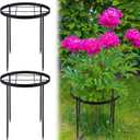 2 Pack 18.9" x 23.6" Large Peony Cage and Support Durable Round Plant Support Ring Tall Plant Cage for Outdoor Peony Floral Tomato Vegetable, Enhances Planting Success with Secure Grounding