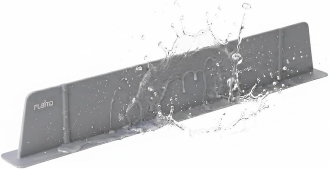 carrotez Silicone Kitchen Sink Splash Guard for Faucet Silicone Water Splash Guard Mat, Quick Suction Setup, Gray(20.5 x 1.8 x 2.75")