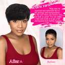 PEACOCO Pixie Cut Wigs Human Hair Short Wigs for Black Women Natural Straight Glueless Pixie Wig with Bangs Layered Virgin Short Wigs for Women 1B (244)