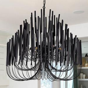 TOCHIC Modern Farmhouse Chandelier for Dining Room 36", Large Vintage Black Wood Chandeliers Light for Living Room, Rustic Pendant Lighting Fixture Ceiling Hanging for Foyer Bedroom Entryway