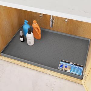 Jin&Bao Waterproof Under Sink Mat 34x22 for Kitchen and Bathroom, Thicken Cabinet Protector and Kitchen Shelf Liner, Organizer and Storage, Multipurpose Mat for Pets, Coffee Area, and Shoe Entryway (Dark Gray)