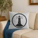 Nautical Lighthouse Throw Pillow Covers Decor Gifts for Coastal Lovers, Navy Rope Icon Decorative Decor Pillows Covers for Couch Sofa Bedroom, Minimal 18x18 Pillow Cover Cases