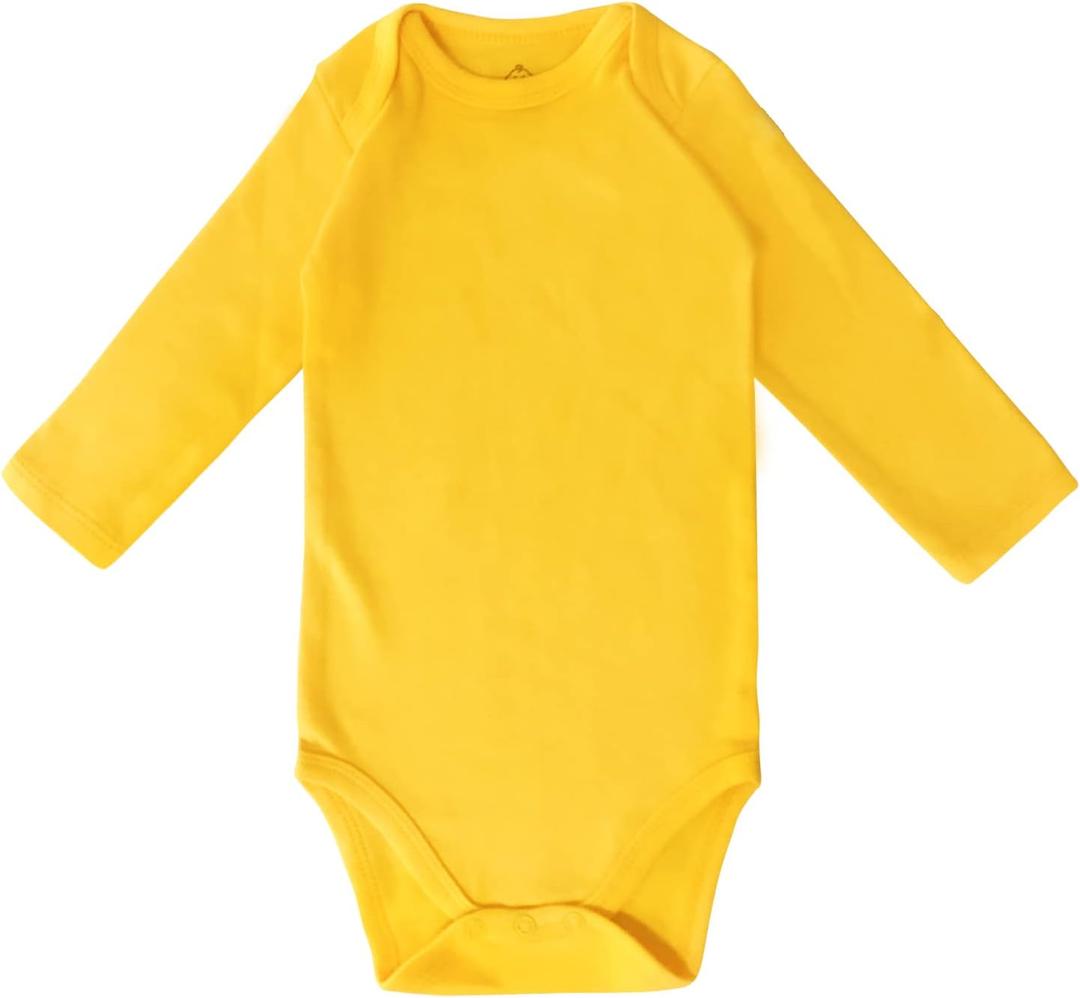 ROMPERINBOX Unisex Baby Onsies Solid Baby Bodysuit Romper Blank for 0-24 Months Boys Girls (3-6 Months, Long Sleeve Yellow)