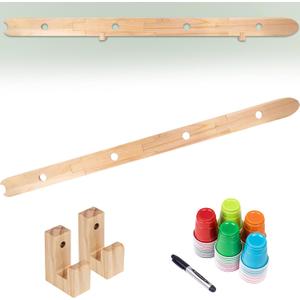 5 FT Shot Board with Wall Mounts and Black Marker,4 Person Drinking Board,Sets:1 Shot Board + 2 Wall Mounts+1 Black Mark+50 Cute Glasses, Vacations,Weddings,Bar,Family Gathering, Party,Rustic