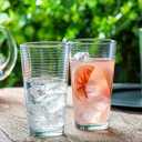 Le'raze Set of 16 Heavy Base Ribbed Durable Drinking Glasses Includes 8 Cooler Glasses (17oz) and 8 Rocks Glasses (13oz), Clear Glass Cups - Elegant Glassware Set