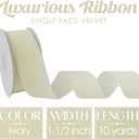 MEEDEE Ivory Velvet Ribbon 1-1/2 Inch Single Face Nylon Velvet Ribbon 10 Yards Spool Cream Ribbons for Christmas Tree, Gift Wrappig, Rustic Wreath, Velvet Bow, Hair Bows Making, Home Decor