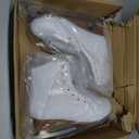 Figure Ice Skates for Beginners - White Comfortable Leather Ice Skates for Women, Men, Boys & Girls (Size Up 1 Size, 8)