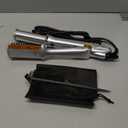 2-in-1 Electric Hair Straightener and Curling Iron with Ceramic Plates, Portable Anti-Scald Design for Wigs, Beards, and Travel (Silver)