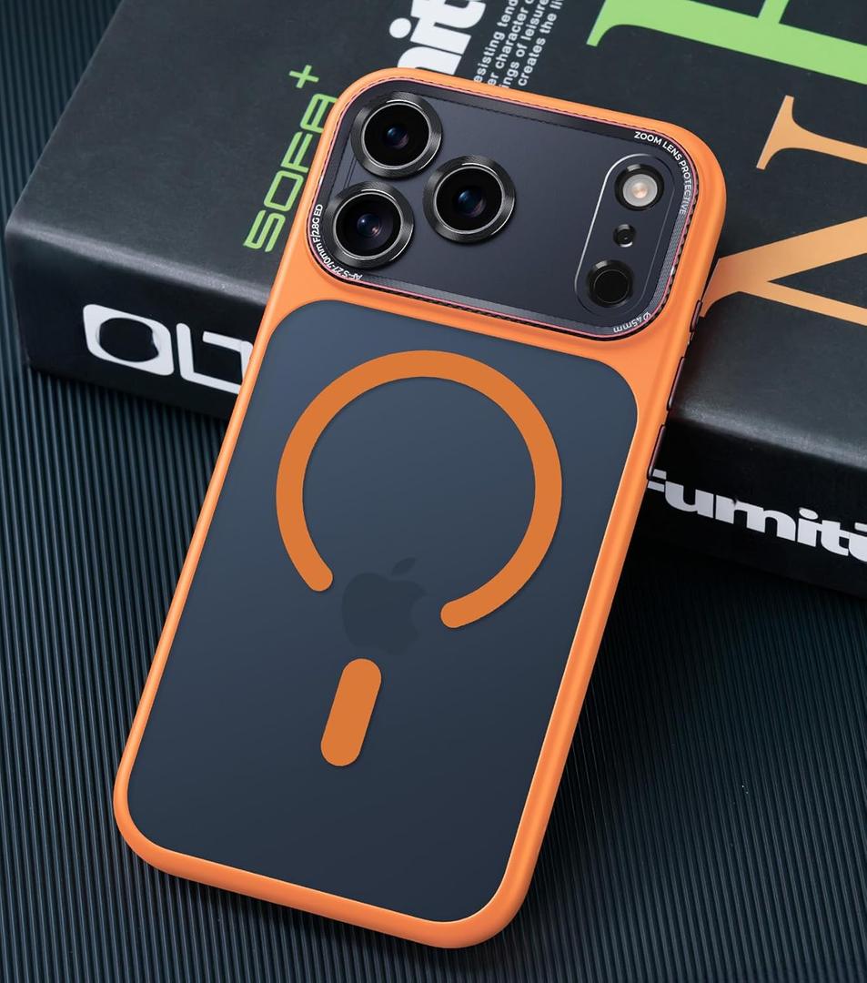 Magnetic for iPhone 17 Pro Max Case with Integrated Camera Protection, [Seamless Work with Magsafe] [Military Grade Shockproof] [Covered Camera Control Button] Case for iPhone 17 Pro Max 6.9'', Orange