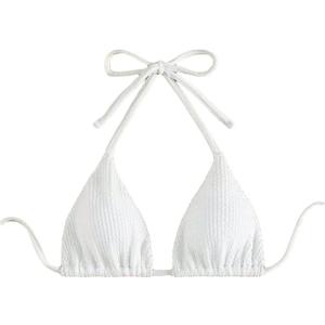 Women's Bathing Suit Halter Triangle Swimsuit Bikini Top (M, White)