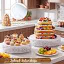 Wenqik 2 Pcs White Metal Cake Stand, 14" 16" Large Round Cupcake Stand