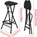 28 inch Black Folding Bar Stool,Folding Stool for Adults Foldable Stools with Handle,Collapsible Heart-Shaped Folding Counter Height Stools Chair for Camping Kitchen,Loads 250 Lbs,1 Pack, 28 inches x 14.5 inches x 12.5 inches