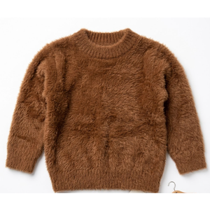 Curipeer  Solid Ruffle Basis Pullover Sweater Turtleneck Longsleeve Fall Clothes for Baby Girl and Boy (3-6 Months, Brown)