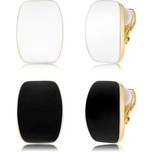 Gold Plated Cute Square Clip On Earrings, Hypoallergenic Non Pierced Clips Invisible Women's Clip On Earrings