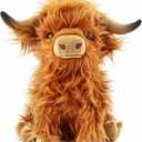 Highland Cow Stuffed Animal Toy, Adorable Highland Cow Plush, Scottish Cow Plush Toy, Farm Animal Cattle Plush Decor Gifts for Kids Baby Girls Boys (Brown Cow)