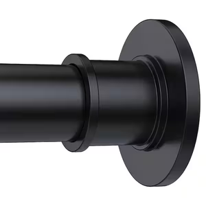 Black Shower Curtain Rod Tension Adjustable up to 66" long Never Rust Non-Slip Spring Tension Shower Rod No Drilling Stainless Steel Curtain Pole Use Bathroom, Closet, Window, Room Divider