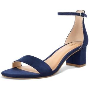 PIZZ ANNU Women's Low Block Chunky Heels Sandals Comfortable Open Toe Ankle Strap Party Dress Pump Shoes Strappy Buckle Heeled Sandal with 2 Inches Tall Thick Heel Design.7,5