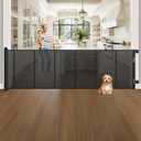 120 Inch Extra Wide Retractable Baby Gate for Large Opening, 33 Tall, Upgraded Dog Gate with Fiberglass Rods for Doorways, Indoor & Outdoor and Stairs, Black
