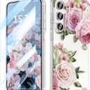 MILPROX Flower Case for Samsung Galaxy S24, with Screen Protector Cute Floral Design for Girls and Women, Protective Shockproof Phone Cover for Samsung Galaxy S24 6.1-Inch (Peony)