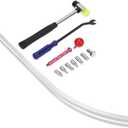 QWORK Car Dent Removal Tool Kit, Stainless Steel Auto Fender Repair Puller, Crowbar Tools Hook Rods, Lifter Big Curved Rod, with Curved Rods, Rubber Mallet, and Hooks