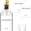 Mouthwash Dispenser for Bathroom, Glass Mouthwash Dispenser with Cup, Mouth Wash Container Bottle with Cup, Refillable Mouthwash Decanter, Clear, 1 Pack, 17oz