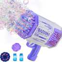 Petrella Toy Bubble Gun for Kids 69 Holes Bubble Machine for Toddlers 1-3 4-8 Girls Boys, Rechargeable Bazooka Bubble Blower Guns for Wedding Summer Outdoor Party with Bubble Solution, Large