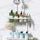 YASONIC Shower Caddy Hanging, Never Rust Shower Organizer Hanging, Aluminum Shower Racks for Inside Shower with Hooks for Razor, Bathroom Organizers and Storage with Soap Holder, Bright Silver