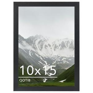 QOTIB 10x15 Picture Frame Black for Wall Mounting, Horizontal and Vertical Formats for Wall Hanging, Wood 10x15 Frame, Black, 3 Frames