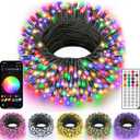 Ollny Smart Christmas Lights, 131FT 400 LED APP Control RGB Color Changing Christmas Tree Lights with Remote, Programmable DIY Musical Waterproof Decor Light with Timer for House Indoor Outdoor House (Dark Wire 400LED)