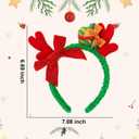 2 x Green Christmas Reindeer Antlers Headband With Bow, Green Fluffy Deer Reindeer Antlers Hair Accessories for Women, Christmas Cosplay Costume Party (Creen)