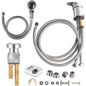 ZILAMPU Salon Shampoo Bowl Sink Faucet Vacuum Breaker Replacement Kit Hair Salon Waterproof Faucet with Shampoo Bowl Hose and Sprayer Replacement Parts for Shampoo Bed Basin for Backwash Barber Chair (Silver)