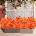 Artificial Fake Fall Flowers Plants for Outdoor Outside 4 Bundles 2 Styles Orange Yellow Mums Daisy Flowers Look Real Autumn Plants for Home Kitchen Christmas Thanksgiving Autumns Yard Decoration