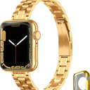 Metal band Compatible with Apple Watch Band 46mm 45mm 44mm 42mm 41mm 40mm 38mm for women, Slim and Thin Stainless Steel Replacement Adjustable Wristband for iWatch Series 11/10/9/8/7/6/5/4/3/2/1/SE Size: 38/40/41 mm