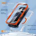 COOLQO for iPhone 17 Pro Max Case with Screen Protectors, Compatible with MagSafe, Military Grade 17FT Drop Protection, Shockproof Protective Dual-Layer Magnetic Transparent Phone Cover, Orange