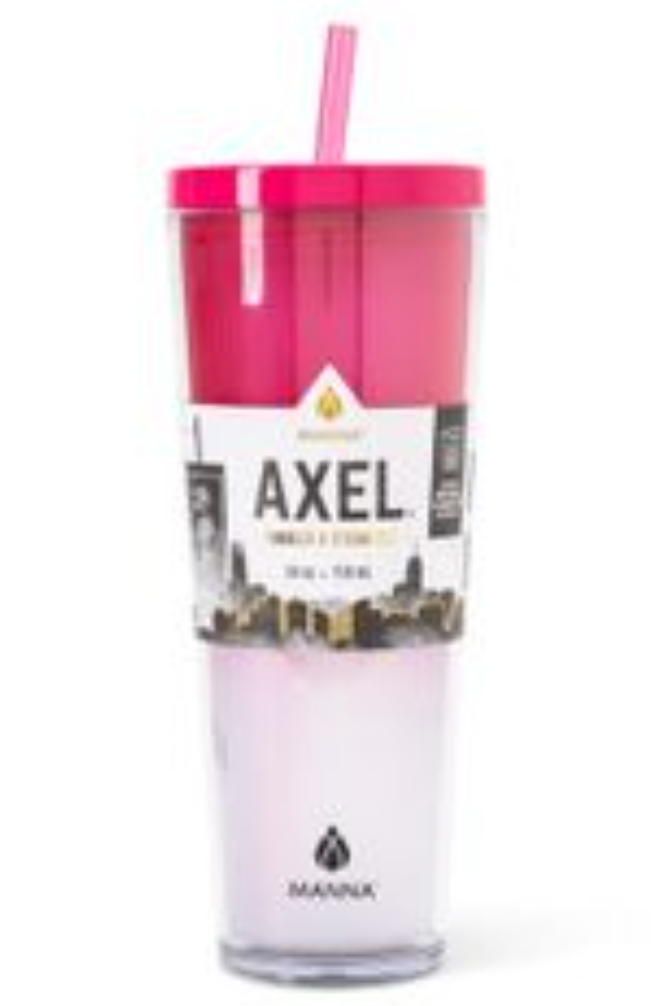 Manna Hydration Axel Plastic Tumbler & Straw Set - Pink 24 oz 710 mL