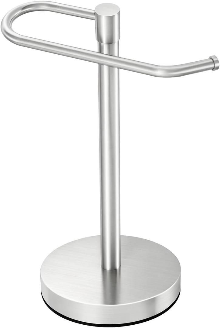 Hand Towel Holder Stand, 14.37 inch Standing Towel Racks for Bathroom, Stainless Steel Free Standing Towel Rack, Heavy Weight Towel Bar for Bathroom Vanity Countertop &Kitchen
