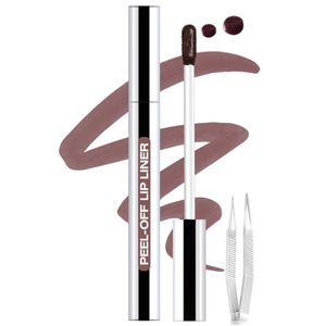QCMME Lip Stain Peel Off Lip Liner Stain with Tweezer, Long Lasting Matte Lip Tint Tattoo, Highly Pigmented Color Lip Makeup, Waterproof Lipstick, Transferproof Lipstain for Women, Neutral Mauve