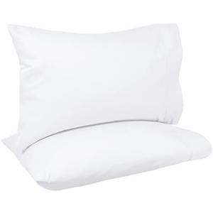 Amazon Basics 400 Thread Count Cotton Pillow Case, Standard, 30" L x 20" W, White - Set of 2, Pillows Not Included