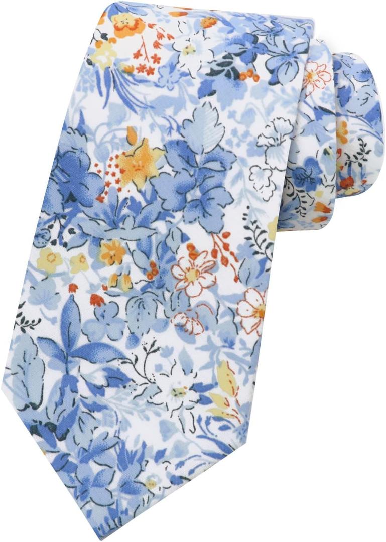 Ties for Men, Floral Mens Tie Skinny Tie for Men Cotton Floral Necktie for Wedding